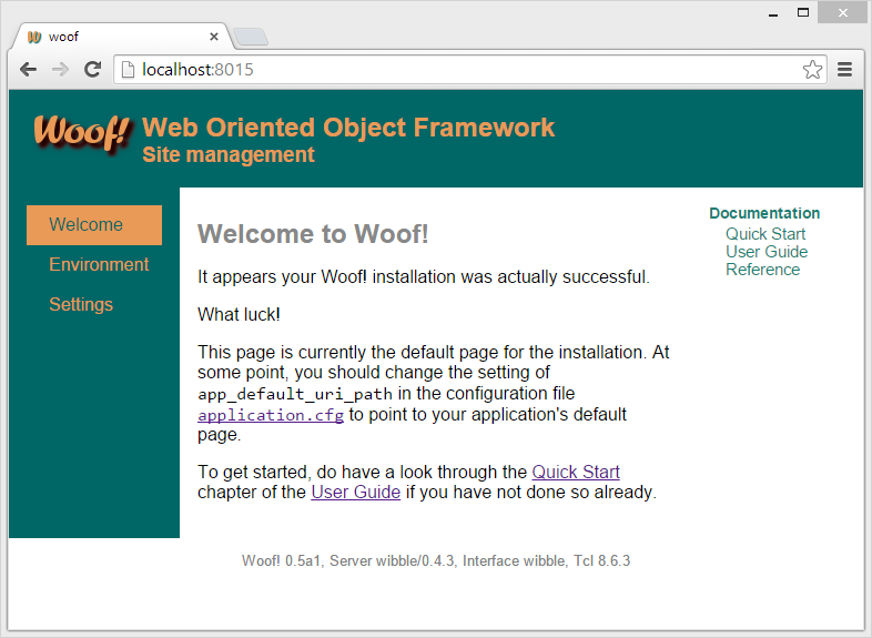 Woof! welcome page