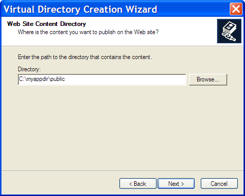 MMC wizard directory screen